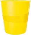 Produktbild: Esselte-Leitz LEITZ Papierkorb WOW, aus Kunststoff, 15 Liter, gelb rund, hochglänzend, integrierter Tragegriff, glatte innere - 1 Stück (5278-10-16)