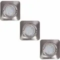 Produktbild: Eglo - Einbauleuchte Deckenleuchte Deckenlampe Wohnzimmer, schwenkbar, Metall nickel matt, 1x led 5W 400Lm 3000K, LxB 8,5x8,5cm, 3er Set