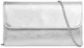 Produktbild: Caspar Echt Leder Clutch Abendtasche Damen Handtasche aus Wildleder im Metallic Stil - PREMIUM LINE - Modell No.779 - Made in Italy, Farbe:silber metallic, Größe:One Size