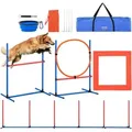 Produktbild: Hunde-agility-trainingsausrüstung, 4-teiliges Set Mit Verstellbaren Hohen Hürden, 6 Slalomstangen, Sprungring, Quadratischer Pausenbox, Pfeife, Faltbarer Schüssel, Hindernisparcours-set Für - Vevor