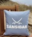 Produktbild: Sansibar Sylt Dekokissen Outdoor Kissen Sansibar (1 Stück), Logodruck, 45x45 cm, Kissenfüllung, Outdoor geeignet, wasser- und schmutzabweisend