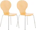 Produktbild: TPFLiving Besucherstuhl Daggy mit ergonomisch geformter Sitzfläche - Konferenzstuhl (Besprechungsstuhl - Warteraumstuhl - Messestuhl, 2 St), Gestell: Metall chrom - Sitzfläche: Holz Natura