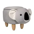 Produktbild: SVITA Animal Storage Kinderhocker Tierhocker mit Stauraum gepolsterter Hocker mit Holzbeinen Tier-Motiv (Koala Grau)