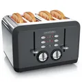 Produktbild: Arendo Toaster für 4 Scheiben, 1630 W, Automatik, Edelstahl, Wärmeisolierendes Doppelwandgehäuse, grau