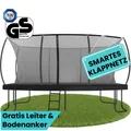 Produktbild: Zero Gravity Trampolin 457x305 cm inkl. Leiter & 4 Bodenanker / Schneller Auf- und Abbau dank smartem Klappnetz / Max. 130 kg / Ultima 5 Black-Edition