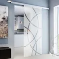 Produktbild: inova Glas-Schiebetür Komplettset 755 x 2035 mm Kreis Design 8 mm ESG Alu Lauf-schiene mit Quadratgriff + beidseitiger Softclose