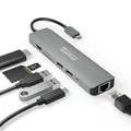 Produktbild: Plugable 7-in-1 USB C Hub Multiport Adapter mit Ethernet treiberlose Kompatibilität mit Mac, Windows, iPhone 15, Chromebook, USB4, Thunderbolt, 100W Ladung, Ethernet, 4K60Hz HDMI, 2X USB, SD/microSD