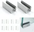 Produktbild: Glastür Bodenführung 2 Stück Glasbodenträger Schiebetürsystem Aluminiumlegierung