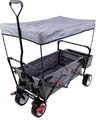 Produktbild: FUXTEC Bollerwagen Grau FX-CT350 - mit Dach | Klappbar | bis 75Kg | inkl. Hecktasche | Feststellbremse | Vollprofilreifen | 122 cm x 60cm x 128cm Grau