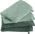 Produktbild: Erwin Müller Waschhandschuhe Bühl 4er-Pack Jade/Oliv Größe 15x21 cm - besonders flauschig, voluminös, äußerst saugfähig