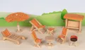 Produktbild: Puppenmöbel Garten | Schaukel H= 10,5 cm, Buchenholz und Stoff, 9 Teile, per Set