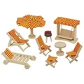 Produktbild: GOKI Puppenmöbel Garten 9tlg aus Holz für Kinderpuppenhaus 51913 Gartenmöbel NEU