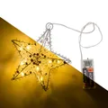 Produktbild: LED Metall Stern zum Aufhängen 10 LEDs Batteriebetrieb mit 6 Std Timer Weihnacht