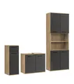 Produktbild: mokebo Badmöbel-Set Der Steuermann, (3-teilig), Unterschrank, Beistellschrank & Hochschrank in Eiche Schwarz