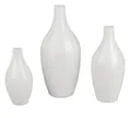 Produktbild: 3er Set Flaschenvasen KLASSIK RILLENRELIEF 15 + 20 + 24cm weiß Porzellan Formano