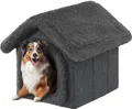 Produktbild: Haustierhütte Hundehaus Höhle Hundehütte Katzenhütte Hundehöhle Katzenhaus Hundekissen Katzenkissen flauschiges Haus, Schwarz mit Grau, 32x38x32 cm