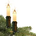 Produktbild: hellum Lichterkette Weihnachtsbaum, 15 Weihnachtsbaum Kerzen weiß mit Clip, Weihnachtsbeleuchtung außen, Lichterkette außen warmweiß 14,0 m beleuchtet, Kabelfarbe schwarz < 59 Lumen 530926