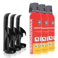 Produktbild: XENOTEC Premium Feuerlöschspray – 3 x 750ml – 3 Wandhalter - Stopfire – Autofeuerlöscher – REINOLDMAX – inklusive Wandhalterung schwarz – wiederverwendbar…