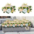Produktbild: VEVOR Kunstblumen, 10 Stück, 240x240x120 mm, künstliche Blumenkugeln, Seidenrosen, Rosenarrangements für Hochzeiten, Partys, Tischdekorationen und Wohndeko, Champagnerfarbene & weiße Rosen