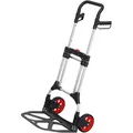 Produktbild: Sackkarre - 200 Kg Tragkraft - Klappbar Inkl. Rädern - Dreifach Höhenverstellbarer Griff - Große Ladefläche - Mit Vollgummi-laufflächen - Aus Aluminium / Handkarre / Transportkarre / 8985710 - Meister
