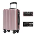 Produktbild: Premium Reisekoffer TSA-Schloss,YKK-Reißverschluss Hartschalen-Koffer Trolley Kabinenkoffer Rollkoffer Suitcase Handgepäck 4 Rollen (Roségold, L)