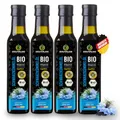 Produktbild: Kräuterland Bio Schwarzkümmelöl 4X250ml (1Liter), ungefiltert, hoher Thymoquinon, Omega Fettsäuren, ohne Zusatzstoffe, kaltgepresst, vegan, mild, mühlenfrisch aus unsrer hessischen Ölmühle