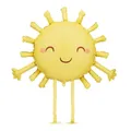 Produktbild: Laufender Folienballon Sonne mit Gesicht – Gelb – ca. 91 x 77 cm – Helium-Ballon mit Beinchen – süße Deko für Kindergeburtstag, Babyparty & Sommerparty
