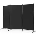 Produktbild: COSTWAY Raumteiler mit verstellbaren Untersetzern, Trennwand Paravent Wand Sichtschutz Wandschirm (Schwarz, 3-teiliger) - Schwarz