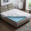 Produktbild: AMBINESS® Matratzen Topper mit Memory Foam Gel Kern | 7 Größen | 80x200cm - 180x200cm | 7cm Gelschaum Matratzentopper | Spannumrandung temperaturregulierend Maschinenwaschbar | Öko-Tex | 100x200cm