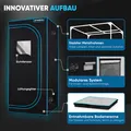 Produktbild: Growbox Komplettset - Indoor Gewächshaus mit 150W LED Vollspektrum Dimmbar, Carbon-Filter, Ventilator, Anzuchtzelt, Zuchtzelt - 80x80x180
