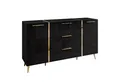Produktbild: Lookway Kommode ONYX goldene Beine Hochglanz Push-Open / Goldgriffe 158 cm