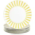 Produktbild: 6er Set Split gelb Kuchenteller Porzellan 6 Personen Frühstücks-Teller Streifen