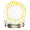 Produktbild: MamboCat Split gelb 6er Set Kuchenteller I weißes Porzellan-Frühstücksteller mit Streifen für 6 Personen I kleine Teller für Salat, Dessert, Fingerfood & Co.