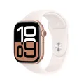 Produktbild: Apple Watch Series 10 GPS + Cellular 46mm Rose Gold Aluminium Case mit Light Blush Sport Band - M/L (MWY73QF/A)