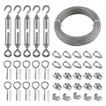 Produktbild: Drahtseil Edelstahl Rankhilfe - 35m PVC Stahlseil Spannen Set mit Spannschloss M5,Ösenschraube,Seilkausche, Drahtseilklemme & Alu Seilklemme für Kletterpflanze,Geländerseil,Lampe/Bilder Aufhänge
