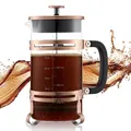 Produktbild: VEVOR French Press Kaffeemaschine, 1 L Kaffeepresse aus Borosilikatglas Teebereiter mit Edelstahlfilter, Kaffeebereiter für Camping Reisen Küche Restaurant, Kaffeezubereiter Kupfer (Farbe)