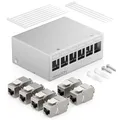 Produktbild: deleyCON 6 Port Patchpanel Set Patchfeld Verteilerfeld 1 HE + 6x RJ45 Keystone Jack Modul STP CAT6a Kompatibel mit Verlegekabel CAT6 CAT6a CAT7 Netzwerkkabel Ethernet LAN DSL - Grau