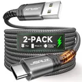 Produktbild: JSAUX USB C Kabel 3.1A [2 Stück 2M], Ladekabel USB C Nylon Geflochten Schnellladekabel Kompatibel mit Samsung Galaxy S25 S24 S23 Ultra S22 S21, iPhone 17 16 15 Pro Max, CarPlay, PS5 Controller-Grau