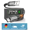 Produktbild: USB C Kabel 3.1A [2 Stück 2m], Nylon Geflochten - Schnellladekabel für iPhone...