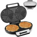 Produktbild: LEHMANN Doppel Waffeleisen Herzform - Herzwaffeleisen für 10 klassische Herzwaffeln - 2 Antihaftbeschichteten Backflächen - Temperaturregelung - Backampel - 1200W - Schwarz/Silber