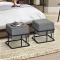 Produktbild: [en.casa] Hocker Tas multifunktionaler Sitzhocker 2er Set stapelbar Ottoman Beistelltisch quadratisch 38 x 38 x 38 cm Fußhocker gepolstert Pouf Dunkelgrau