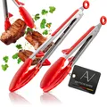 Produktbild: AVANA Kochzange & Grillzange Edelstahl Zange Silikon Küchenzange 2er Set - Rot