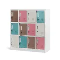 Produktbild: Jan Nowak Schließfachschrank 4B3A Werfachschrank Fächerschrank Umkleideschrank mit 12 Fächern Metall Pulverbeschichtung 120 cm x 110 cm x 45 cm (H x B x T) (Pastellfarben)
