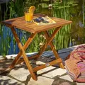 Produktbild: Casaria® Beistelltisch Holz Vollmontiert Klappbar 80kg Belastbar 46x46cm Wetterfest Balkon Terrasse Wohnzimmer Kleiner Tisch Balkontisch Gartentisch