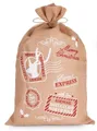 Produktbild: BRUBAKER Aufbewahrungstasche Weihnachtssack Santa Express - 80 cm Geschenksack Weihnachten (Weihnachten, 2-tlg., Merry Christmas), Nikolaussack Jutebeutel Sack mit Kordel zum Verpacken von Geschenken