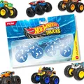 Produktbild: Hot Wheels Monster Trucks Demolition Doubles , 2er-Pack mit verschiedenen Modellen, ink. detaillierte Statistiken zur Stärke, riesige Räder und abgefahrene Details, Design kann variieren, FYJ64