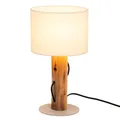 Produktbild: LED Tischlampe Tischleuchte Holz Leselampe Schlafzimmerleuchte Textilschirm weiß, Metall Stoff, 4W 320lm warmweiß, DxH 18x32 cm
