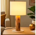 Produktbild: NOWA Schreibtischlampe, Leuchtmittel inklusive, Warmweiß, LED Tischlampe Tischleuchte Nachttischleuchte Holz braun Stoff