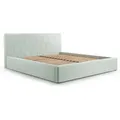 Produktbild: Polsterbett Bett Mit Kopfstütze, Rahmenbettgestell, Bettkasten Und Lattenrost Doppelbett Gepolsterter Kopfteil Samststoff Stauraumbett Bett 02 - 140x200 - Mint (trinity 21)