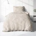 Produktbild: Träumschön Premium Bettwäsche 155x220 + 80x80 cm - One Line Design Beige - Sommer Bettwäsche aus Baumwolle – Weich, Atmungsaktiv & Hautfreundlich - bügelfrei